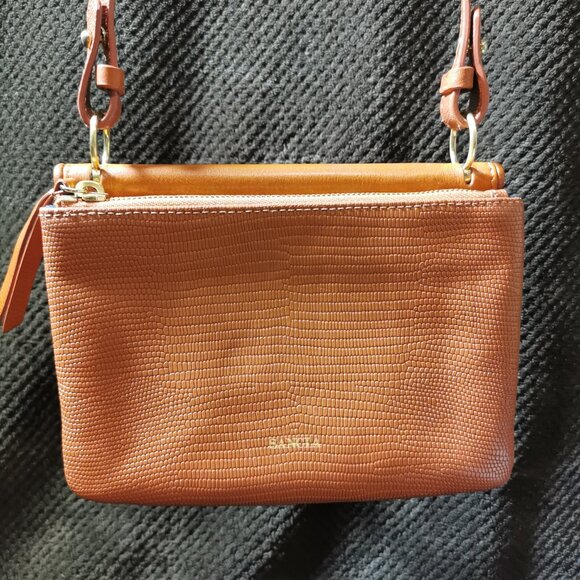 Alegra Camel/Gold Double Sided Lizard Crossbody #237 - Picture 2 of 15